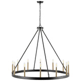 Safavieh Taelor 12 Lt 42 Inch Chandelier XII23 Matte Black / Gold  CHA4066A