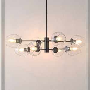 Safavieh PYTHEA, 8-Light Black Iron & Glass Chandelier – Modern Elegance for Dining & Living Spaces CHA4067A