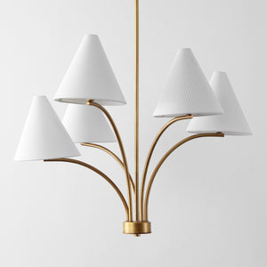 Safavieh Johanna, 5-light Antique Brass Chandelier – Modern Elegance For Dining, Living & Entryway Spaces Antique Brass Metal Body ,Fabric Shades Cha4069a