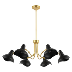 Safavieh Mykola, 6 Light, 39 Inch, Black/Gold, Iron Chandelier Black / Brass Gold CHA4071A