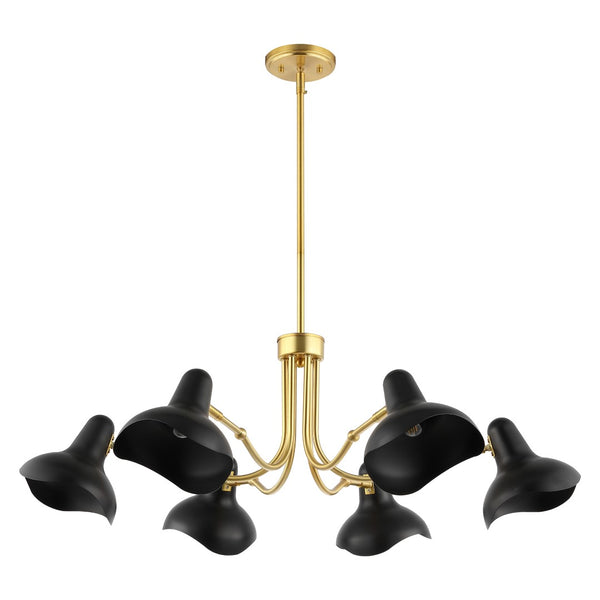 Safavieh Mykola, 6 Light, 39 Inch, Black/Gold, Iron Chandelier Black / Brass Gold CHA4071A