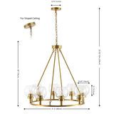 Safavieh Sveda, 8 Light, 32 Inch, Brass, Iron Chandelier ​ Brass Gold CHA4074A