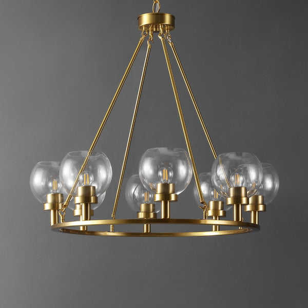 Safavieh Sveda, 8 Light, 32 Inch, Brass, Iron Chandelier ​ Brass Gold CHA4074A