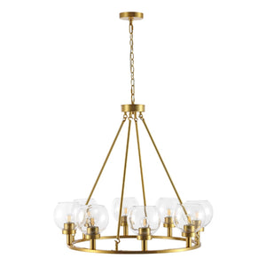 Safavieh Sveda, 8 Light, 32 Inch, Brass, Iron Chandelier ​ Brass Gold CHA4074A