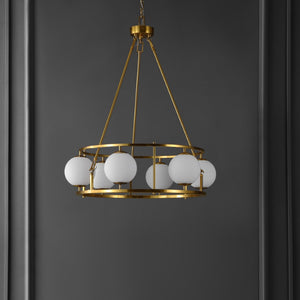 Safavieh Solabrina, 6 Light, 30 Inch, Brass, Iron Chandelier​ Brass 30 x 30 x 39.5-98.5
