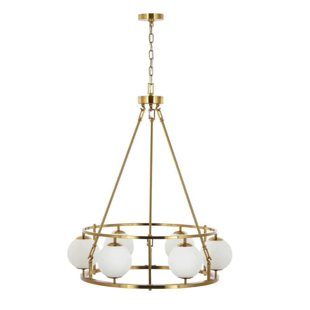 Safavieh Solabrina, 6 Light, 30 Inch, Brass, Iron Chandelier​ Brass 30 x 30 x 39.5-98.5