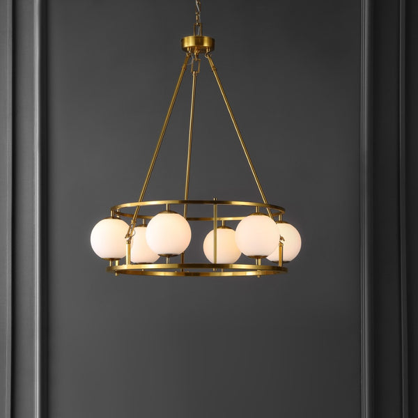 Safavieh Solabrina, 6 Light, 30 Inch, Brass, Iron Chandelier​ Brass 30 x 30 x 39.5-98.5