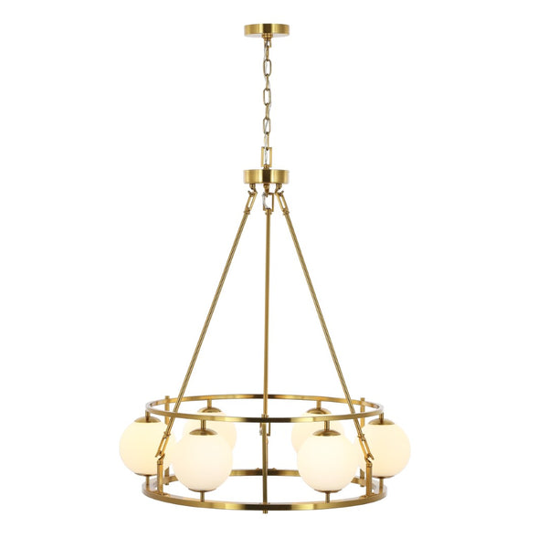 Safavieh Solabrina, 6 Light, 30 Inch, Brass, Iron Chandelier​ Brass 30 x 30 x 39.5-98.5