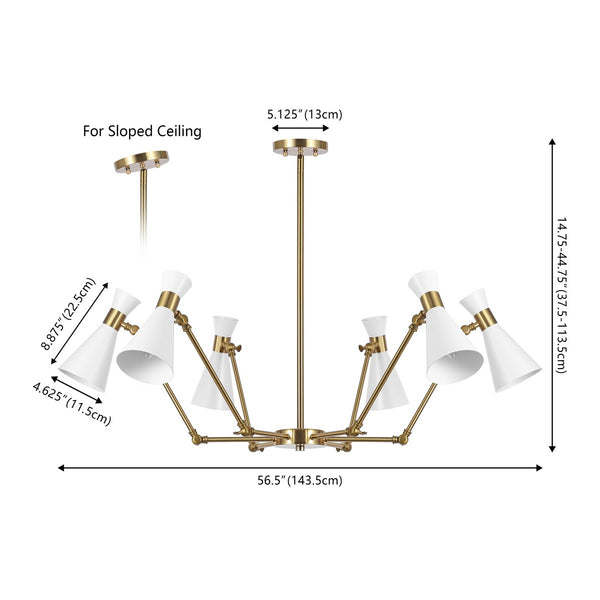 Safavieh Shiraz, 6 Light, 56.5 Inch, Brass/White, Metal Chandelier Brass CHA4076A
