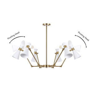 Safavieh Shiraz, 6 Light, 56.5 Inch, Brass/White, Metal Chandelier Brass CHA4076A