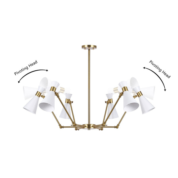 Safavieh Shiraz, 6 Light, 56.5 Inch, Brass/White, Metal Chandelier Brass CHA4076A