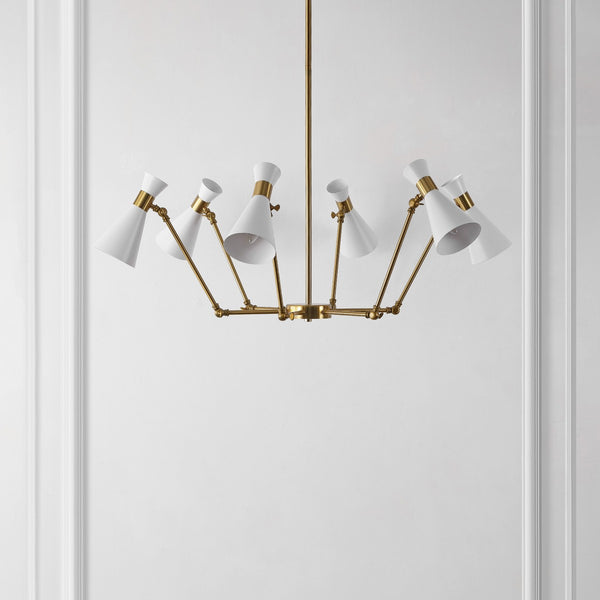 Safavieh Shiraz, 6 Light, 56.5 Inch, Brass/White, Metal Chandelier Brass CHA4076A