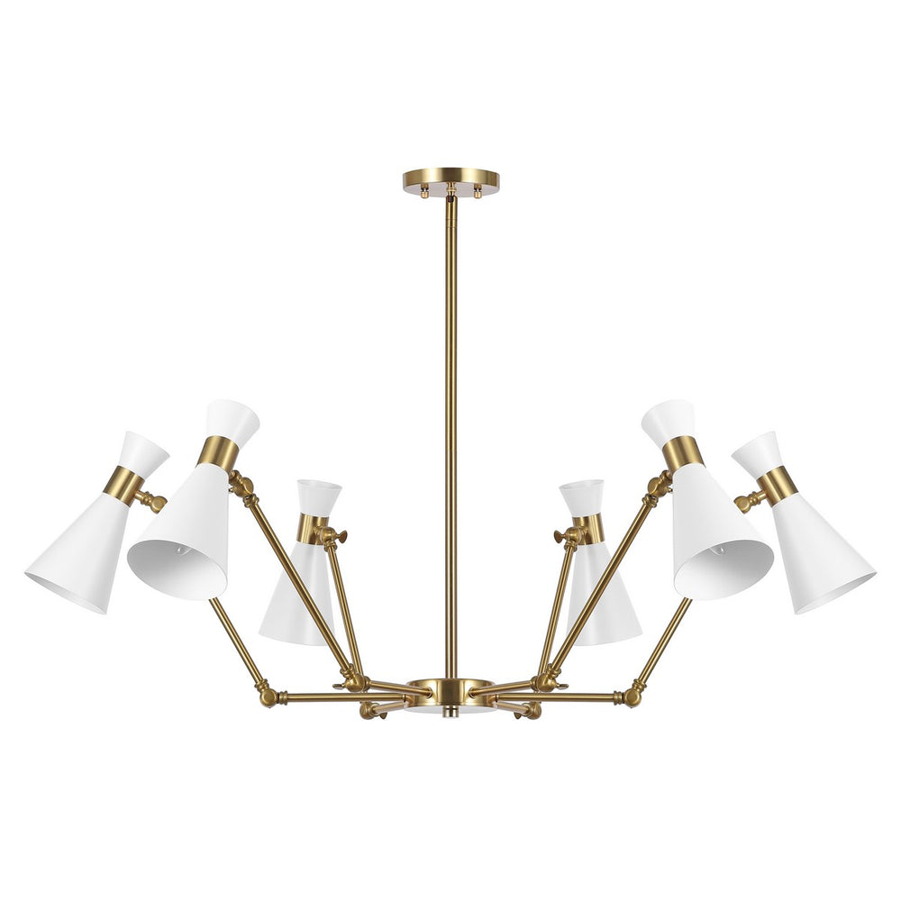 Safavieh Shiraz, 6 Light, 56.5 Inch, Brass/White, Metal Chandelier Brass CHA4076A
