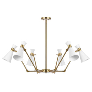 Safavieh Shiraz, 6 Light, 56.5 Inch, Brass/White, Metal Chandelier Brass CHA4076A