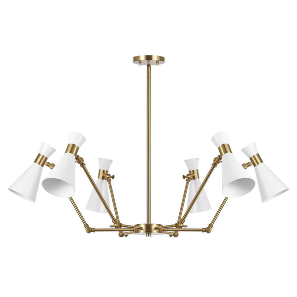 Safavieh Shiraz, 6 Light, 56.5 Inch, Brass/White, Metal Chandelier Brass CHA4076A
