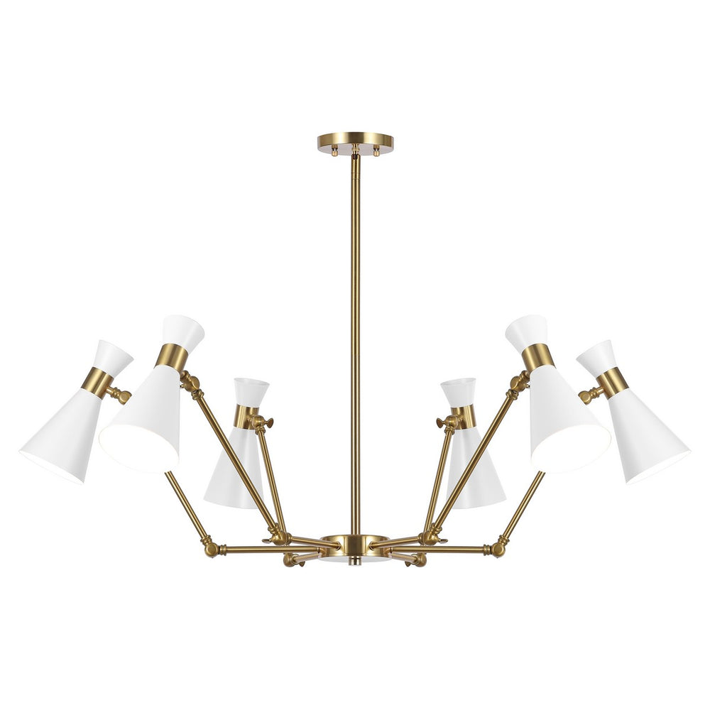 Safavieh Shiraz, 6 Light, 56.5 Inch, Brass/White, Metal Chandelier Brass CHA4076A