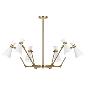 Safavieh Shiraz, 6 Light, 56.5 Inch, Brass/White, Metal Chandelier Brass CHA4076A