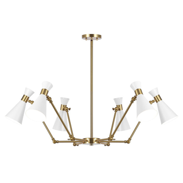 Safavieh Shiraz, 6 Light, 56.5 Inch, Brass/White, Metal Chandelier Brass CHA4076A