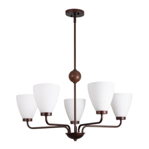 Safavieh Wynne, 5-Light 32" Antique Brown Iron Chandelier With Glass Shades — Transitional Dining & Foyer Light CHA4078A