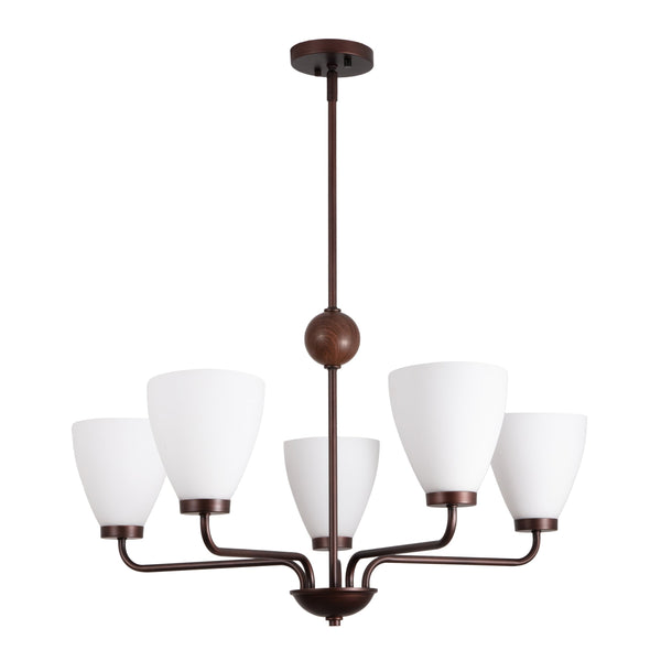 Safavieh Wynne, 5-Light 32" Antique Brown Iron Chandelier With Glass Shades — Transitional Dining & Foyer Light CHA4078A