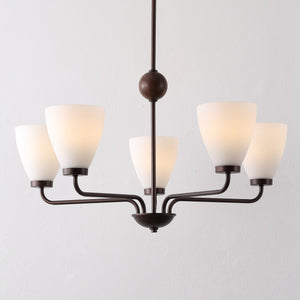 Safavieh Wynne, 5-Light 32" Antique Brown Iron Chandelier With Glass Shades — Transitional Dining & Foyer Light CHA4078A