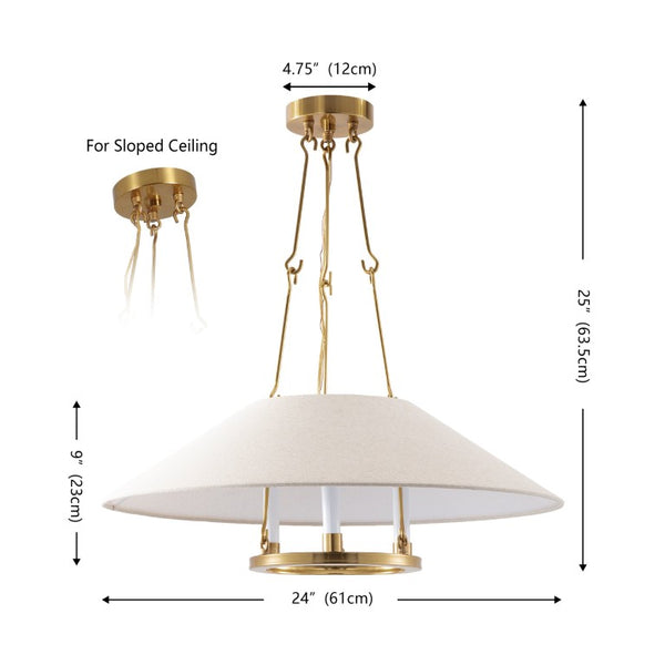 Safavieh Pamila, Three Light Brass Iron Chandelier with Fabric Shades for Dining Rooms CHA4079A