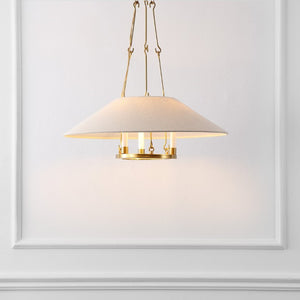 Safavieh Pamila, Three Light Brass Iron Chandelier with Fabric Shades for Dining Rooms CHA4079A