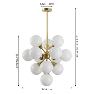 Safavieh Delvine, 24-inch Brass & White Chandelier With 13 Lights - Elegant Metal & Glass Design For Your Home Brass ,White Metal Body ,Glass Shades Cha4080a