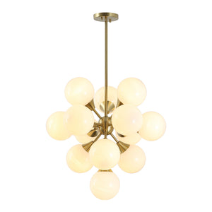 Safavieh Delvine, 24-inch Brass & White Chandelier With 13 Lights - Elegant Metal & Glass Design For Your Home Brass ,White Metal Body ,Glass Shades Cha4080a
