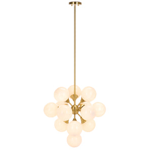 Safavieh Delvine, 24-inch Brass & White Chandelier With 13 Lights - Elegant Metal & Glass Design For Your Home Brass ,White Metal Body ,Glass Shades Cha4080a