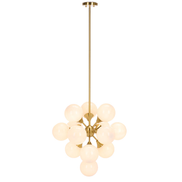 Safavieh Delvine, 24-inch Brass & White Chandelier With 13 Lights - Elegant Metal & Glass Design For Your Home Brass ,White Metal Body ,Glass Shades Cha4080a