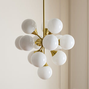 Safavieh DELVINE, 13-Light Brass & White Chandelier - Adjustable Height, Elegant Illumination for Any Space CHA4080A