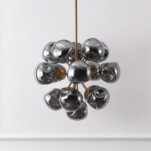 Safavieh Paulia, 16-Light 23" Chrome & Brass Chandelier — Transitional Iron Frame, Glass Shades, Adjustable Height CHA4086A