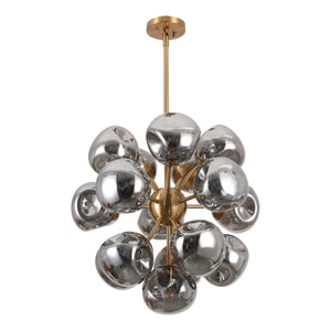 Safavieh Paulia, 16-Light 23" Chrome & Brass Chandelier — Transitional Iron Frame, Glass Shades, Adjustable Height CHA4086A