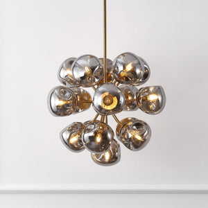 Safavieh Paulia, 16-Light 23" Chrome & Brass Chandelier — Transitional Iron Frame, Glass Shades, Adjustable Height CHA4086A
