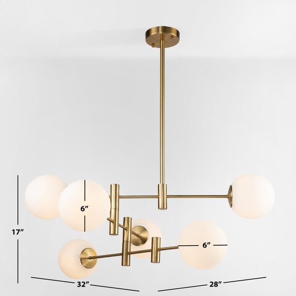 Safavieh GIDEON, 6-Light Brass & Steel Chandelier for Elegant Illumination in Dining Rooms & Living Spaces CHA7000A