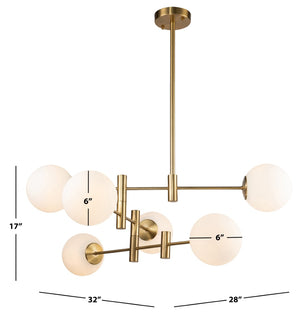 Safavieh GIDEON, 6-Light Brass & Steel Chandelier for Elegant Illumination in Dining Rooms & Living Spaces CHA7000A