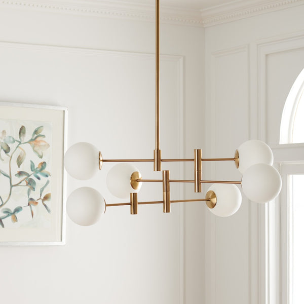 Safavieh GIDEON, 6-Light Brass & Steel Chandelier for Elegant Illumination in Dining Rooms & Living Spaces CHA7000A