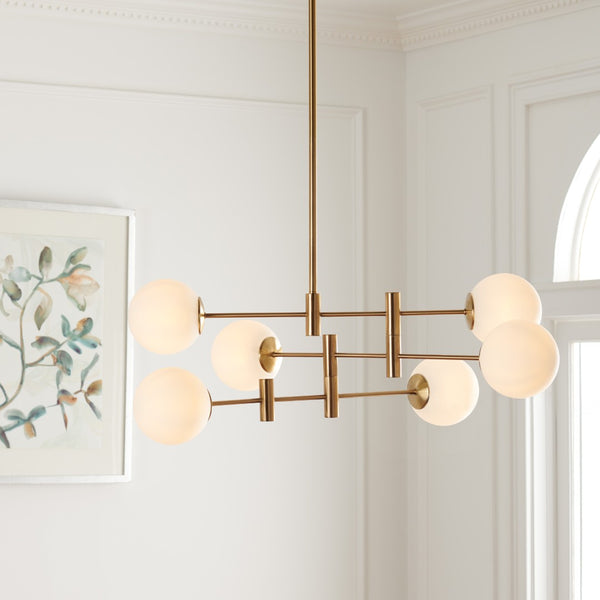 Safavieh GIDEON, 6-Light Brass & Steel Chandelier for Elegant Illumination in Dining Rooms & Living Spaces CHA7000A