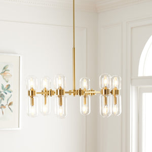 Safavieh DARRAGH, 12-Light Gold Steel Chandelier - Modern Elegance for Dining Rooms & Living Spaces CHA7001A