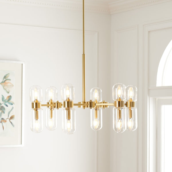 Safavieh DARRAGH, 12-Light Gold Steel Chandelier - Modern Elegance for Dining Rooms & Living Spaces CHA7001A