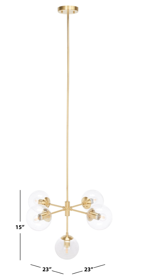 Safavieh CAMARIA, Elegant 5-Light Gold Steel Chandelier - Ideal for Dining Rooms, Living Areas & Entryways CHA7002A
