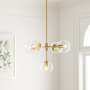 Safavieh CAMARIA, Elegant 5-Light Gold Steel Chandelier - Ideal for Dining Rooms, Living Areas & Entryways CHA7002A