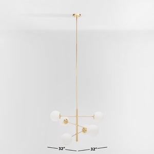 Safavieh BASSETT, Elegant 6-Light Gold Steel Chandelier for Dining Rooms, Foyers & Living Spaces, 32" Wide CHA7003A