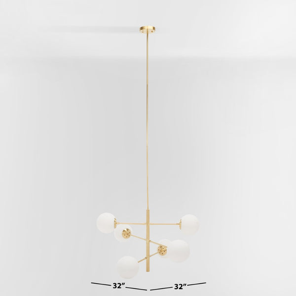 Safavieh BASSETT, Elegant 6-Light Gold Steel Chandelier for Dining Rooms, Foyers & Living Spaces, 32" Wide CHA7003A