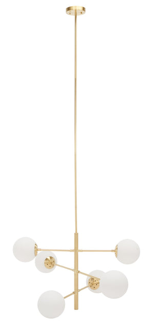 Safavieh BASSETT, Elegant 6-Light Gold Steel Chandelier for Dining Rooms, Foyers & Living Spaces, 32" Wide CHA7003A