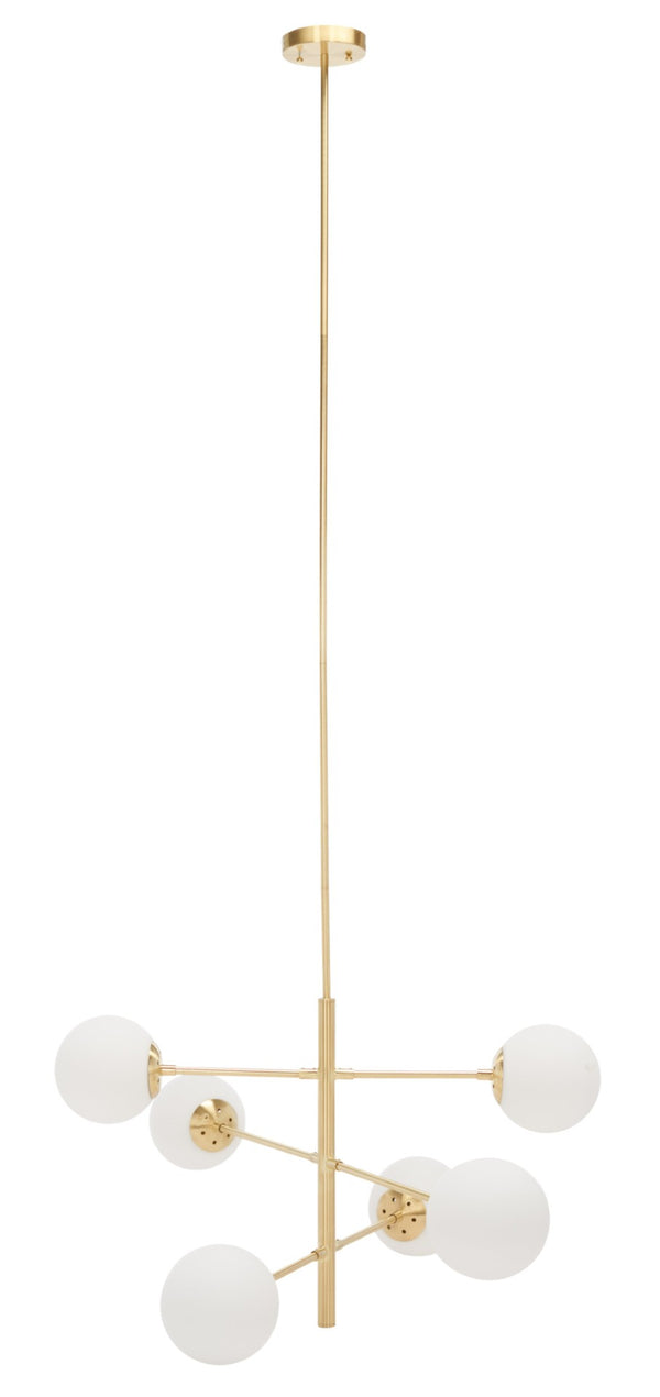 Safavieh BASSETT, Elegant 6-Light Gold Steel Chandelier for Dining Rooms, Foyers & Living Spaces, 32" Wide CHA7003A