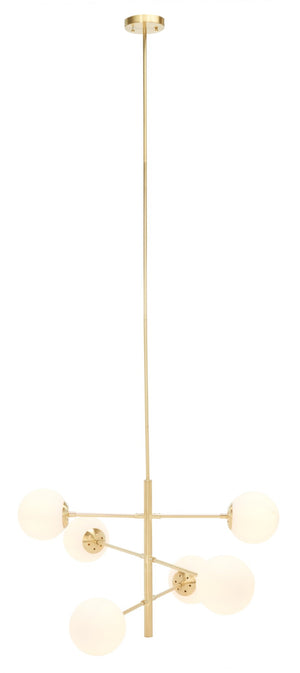 Safavieh BASSETT, Elegant 6-Light Gold Steel Chandelier for Dining Rooms, Foyers & Living Spaces, 32" Wide CHA7003A