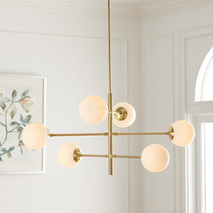 Safavieh BASSETT, Elegant 6-Light Gold Steel Chandelier for Dining Rooms, Foyers & Living Spaces, 32" Wide CHA7003A