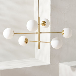 Safavieh BASSETT, Elegant 6-Light Gold Steel Chandelier for Dining Rooms, Foyers & Living Spaces, 32" Wide CHA7003A